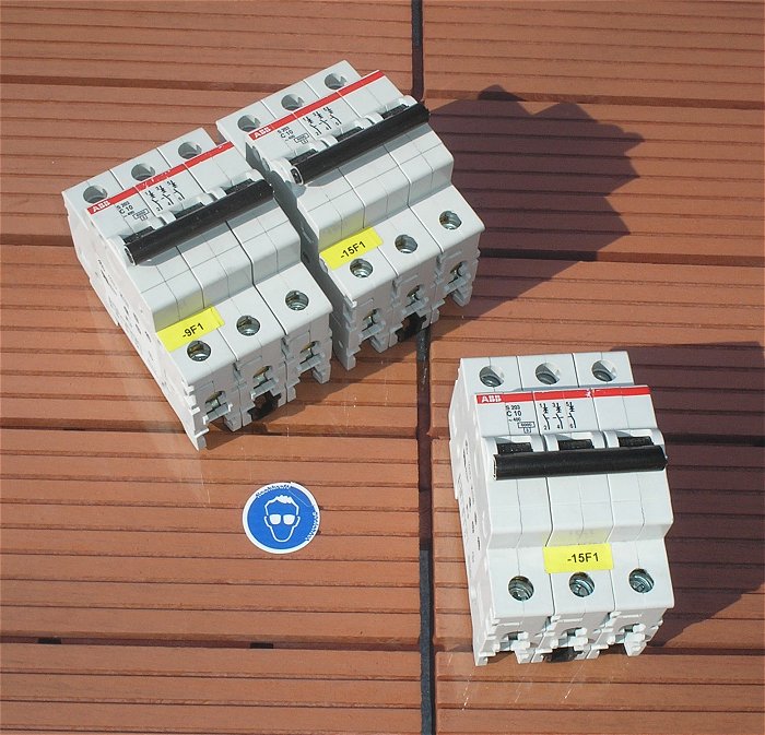 hq Leitungsschutzschalter LS Automat Sicherung C10 A Ampere 3polig ABB S203