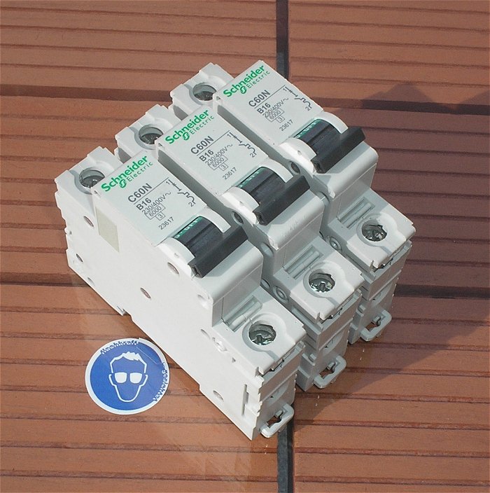 hq 3x Leitungsschutzschalter LS Automat Sicherung B16 A Ampere 1polig Schneider