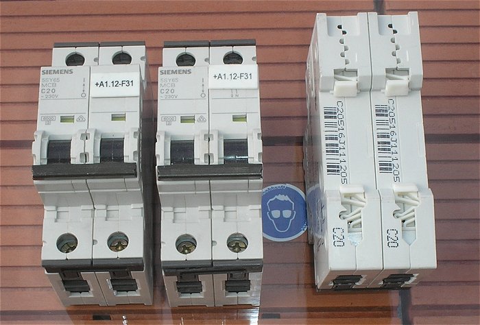 hq1 Leitungsschutzschalter LS Automat Sicherung C20 A Ampere 2polig Siemens 5SY65