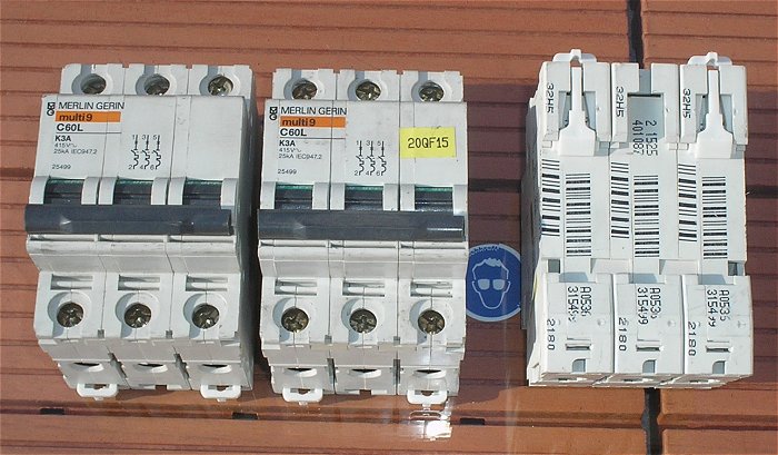 hq1 Leitungsschutzschalter LS Automat Sicherung K3 A Ampere 3polig Merlin Gerin