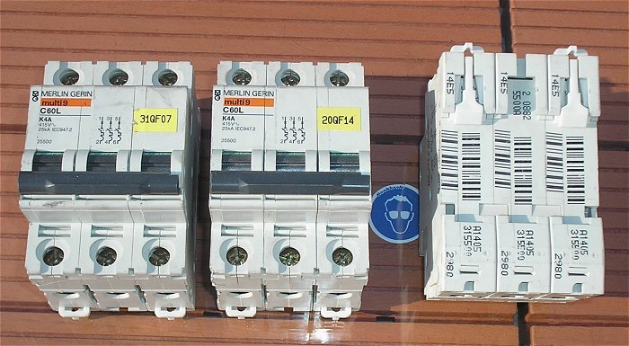 hq1 Leitungsschutzschalter LS Automat Sicherung K4 A Ampere 3polig Merlin Gerin