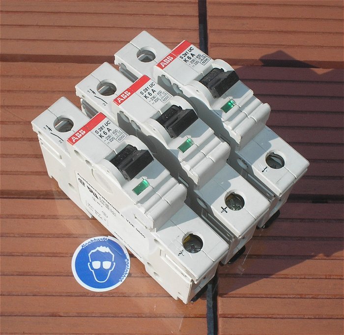 hq 3x Leitungsschutzschalter LS Automat Sicherung K6 A Ampere 1polig ABB S281 UC