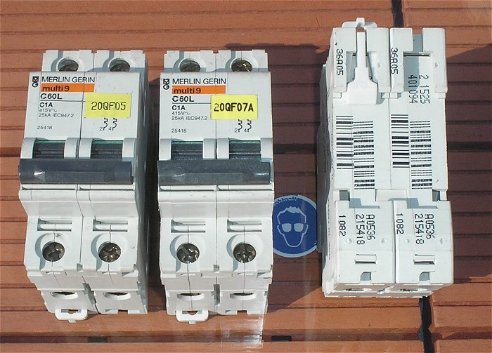 hq1 Leitungsschutzschalter LS Automat Sicherung C1 A Ampere 2polig Merlin Gerin