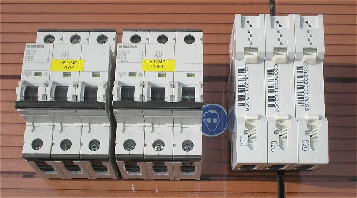hq1 Leitungsschutzschalter LS Automat Sicherung C20 A Ampere 3polig Siemens 5SY43