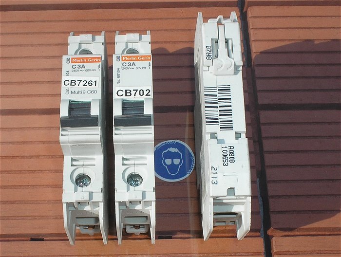 hq1 7x Leitungsschutzschalter LS Automat C3 A 1polig Merlin Gerin Multi9 C60 60104