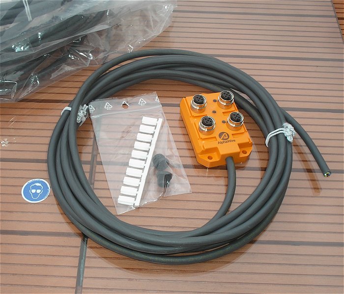 hq Verteiler Box orange M12 actuator sensor 5m Kabel AlphaWire 916-5M NC032 334275