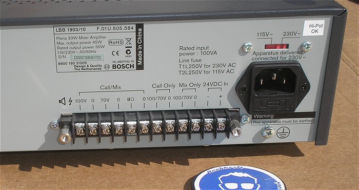 hq6 Mischverstärker ELA PA Audio 70 100V 30W Plena Mixer Amplifier Bosch LBB 1903 10