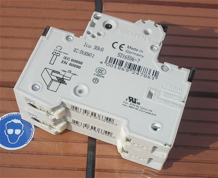 hq1 Leitungsschutzschalter LS Automat Sicherung C6 A Ampere 2polig Siemens 5SY65 MCB
