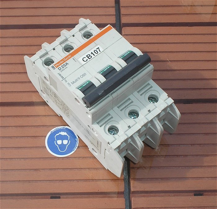 hq Leitungsschutzschalter LS Automat Sicherung D25 A Ampere 3polig Merlin Gerin