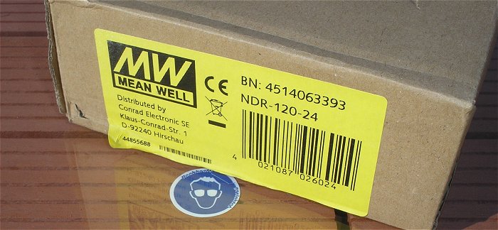 hq3 Netzteil Schaltnetzteil 230V Volt AC auf 24V DC 5A Ampere Meanwell EAN 4021087026024