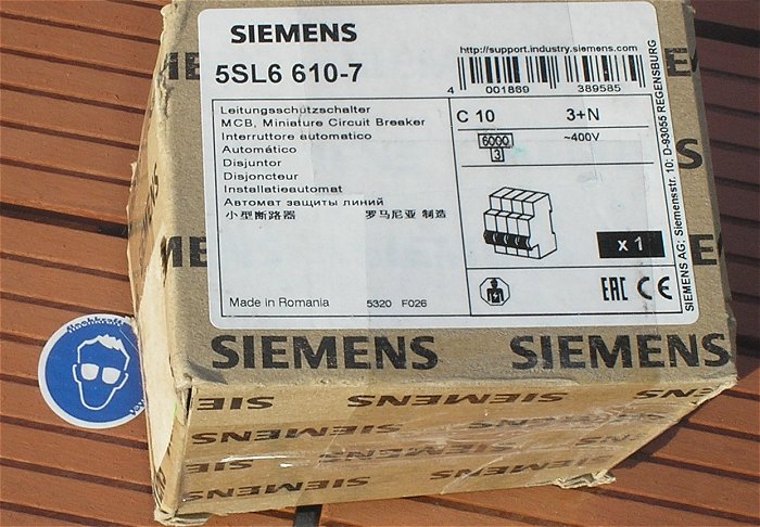 hq1 Leitungsschutzschalter LS Automat Sicherung C10 A Ampere 3 + N Siemens 5SL6