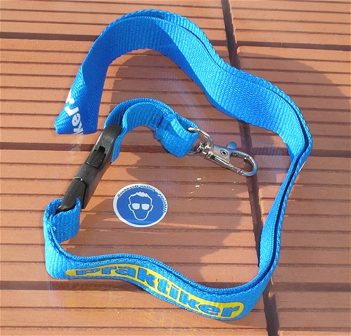 hq 2 Stück Schlüsselbänder Lanyard blau gelb weiß Logo Werbung Clip und Karabiner