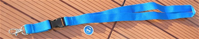 hq2 2 Stück Schlüsselbänder Lanyard blau gelb weiß Logo Werbung Clip und Karabiner