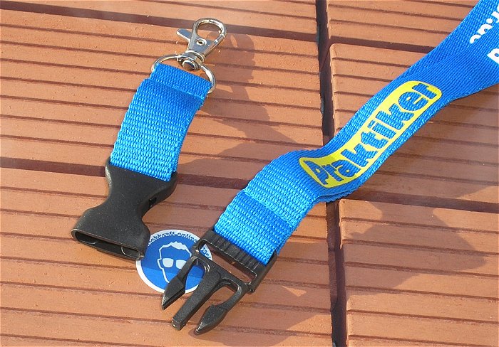 hq3 2 Stück Schlüsselbänder Lanyard blau gelb weiß Logo Werbung Clip und Karabiner