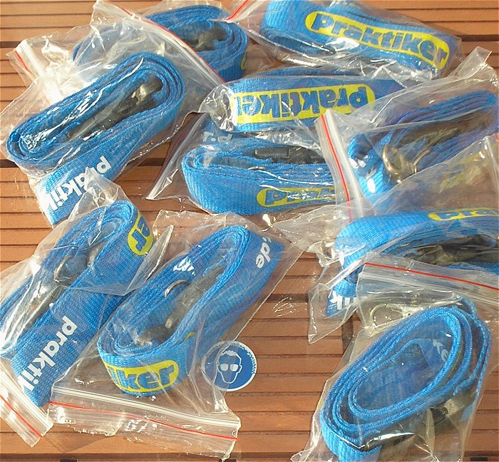 hq8 2 Stück Schlüsselbänder Lanyard blau gelb weiß Logo Werbung Clip und Karabiner