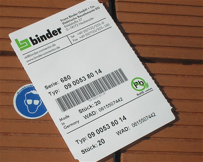 hq5 2 Stück Flanschstecker M16 IP40 14 polig Binder 680 0900538014 WAD 0615507442