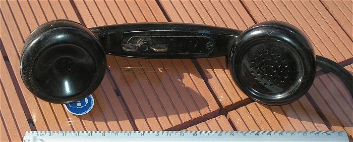 hq2 ein alter Telefonhörer Bakelit Farbe schwarz mit 2x Klinkenstecker ohne Zubehör