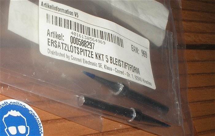 hq1 2x Lötspitze Ersatzlötspitze Bleistiftform 5mm Toolcraft KKT 5 BLE EAN 4016138564969