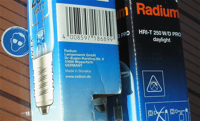 hq5 2x Radium HRI-T 250W D Pro daylight E40 4008597186899 1x HRI-TS WDL FC2 4008597188909