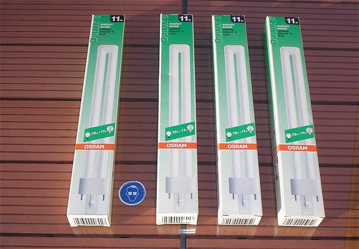 hq4 4x Leuchtstofflampe Osram Dulux S G23 11W 41-827 Lumilux Interna EAN 4050300006017