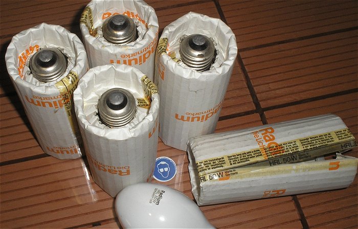 hq3 5x Leuchtmittel Entladungslampe Radium HRL50W HRL 50W Watt E27