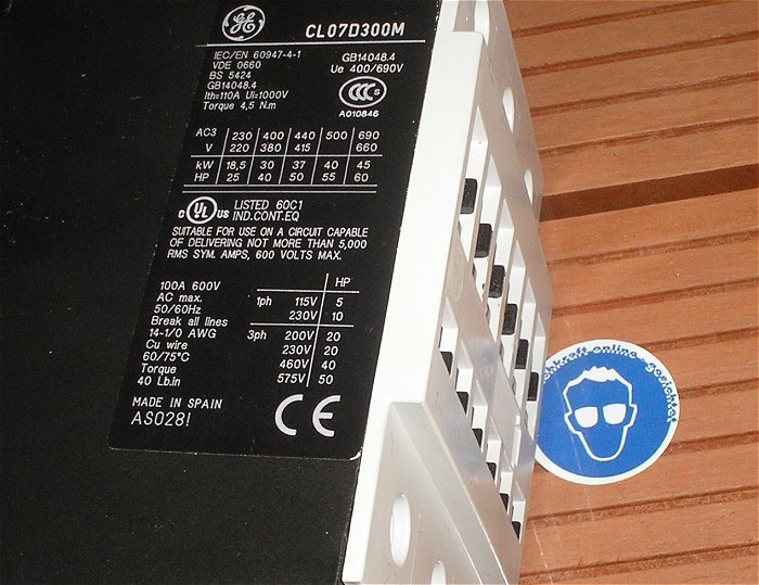hq2 Leistungsschütz 24V DC 3S 30kW GE General Electric CL07D300M 111616 EAN 8425095116160