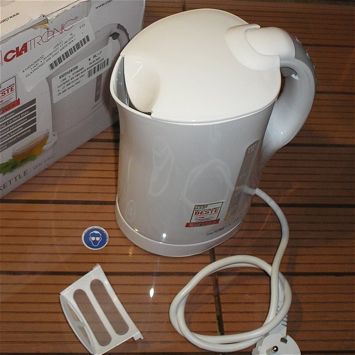 hq Wasserkocher 230V Volt AC 1Liter weiß Clatronic Kettle WK3462 263229 EAN 4006160632767