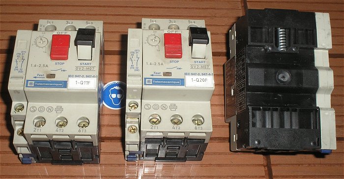 hq1 Motorschutzschalter 1,6-2,5A Ampere Telemecanique GV2-M07 + GV2-AN11 1S1Ö