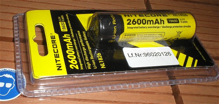 hq1 Akku Li-ion Liion 18650 3,7V 2600mAh Nitecore NL1826 EAN 6952506491483