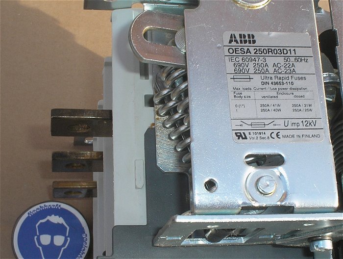 hq3 Sicherungsmotorschalter 250A ABB 1SCA022557R2890 OESA250R03D11-58 EAN 6417019177878