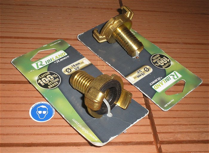hq1 2x Schnellkupplung Schlauchstutzen 3⁄4 Zoll 19mm Messing Ribiland EAN 3700194412555