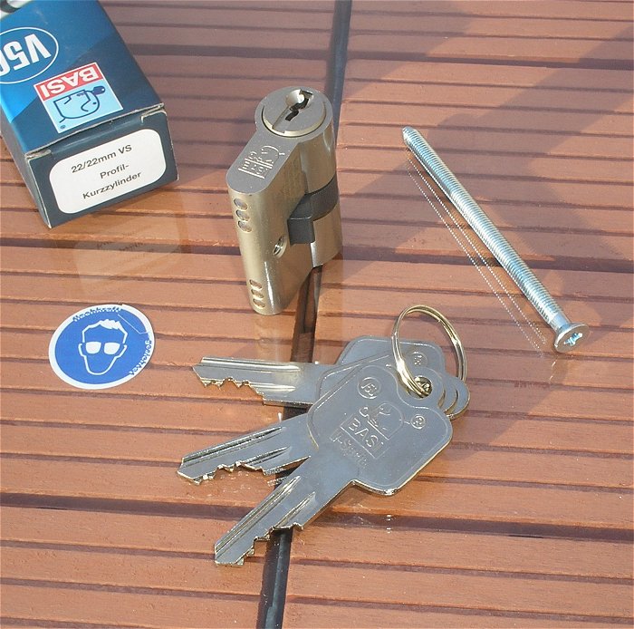 hq Profilzylinder 22 22mm + 3x Schlüssel BASI V5010-2222 EAN 4026434172799