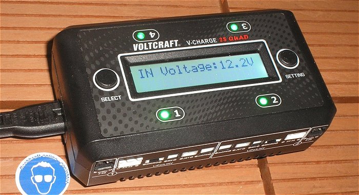 hq2 Ladegerät Lader Modellbau LiPo LiHV NiCd NiMH Voltcraft V-Charge 2S Quad