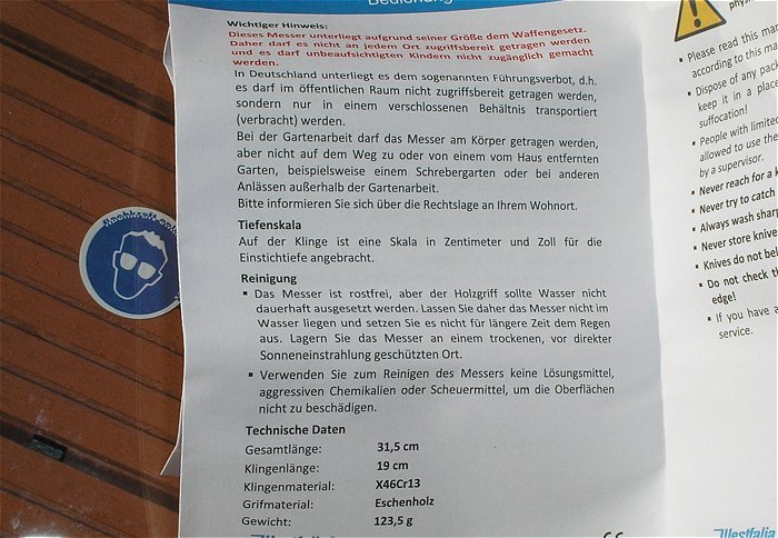 hq8 Gartenmesser Gärtnermesser Blumen Pflanzkelle Handschaufel Hori Hori  EAN 4040746321362