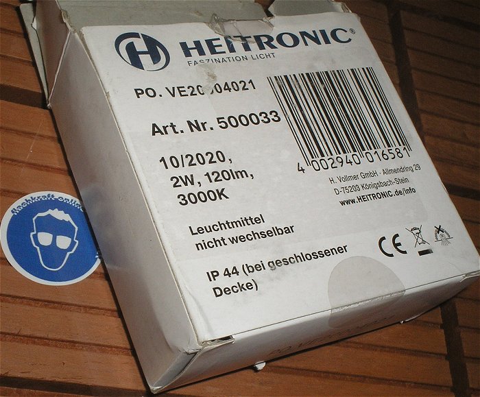 hq2 Einbauleuchte silberchrom LED 230V Volt AC 2W 3000K WW Heitronic 500033 EAN 4002940016581
