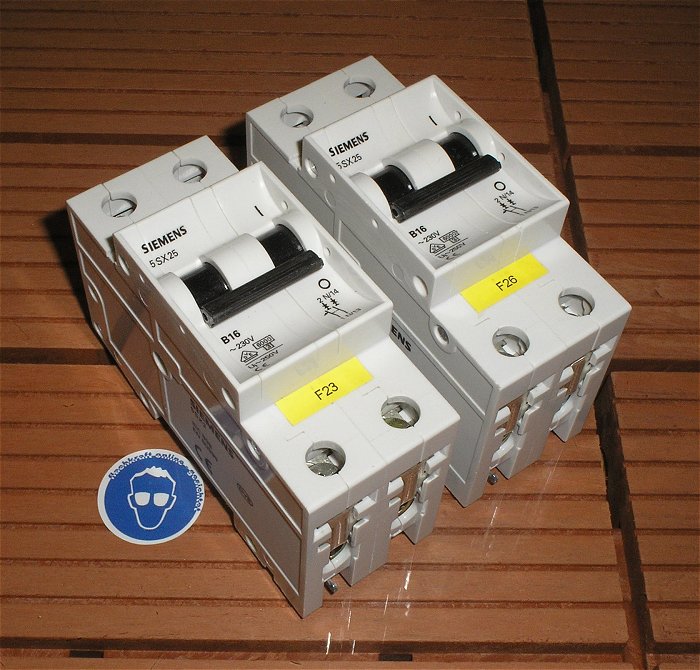 hq 2x Leitungsschutzschalter LS Automat Sicherung B16 A Ampere 2polig Siemens 5SX25
