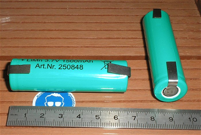 hq2 2x Akku 3.7V 1500mAh Lötfahne Li-Ion LiIon LiMn 18650 Emmerich 250848 EAN 4016138484007