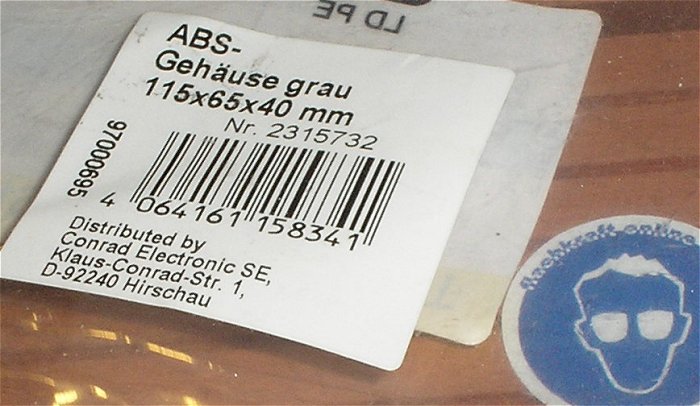 hq1 Kunststoff ABS Gehäuse grau 115 x 65 x 40mm Gainta 2315732 EAN 4064161158341