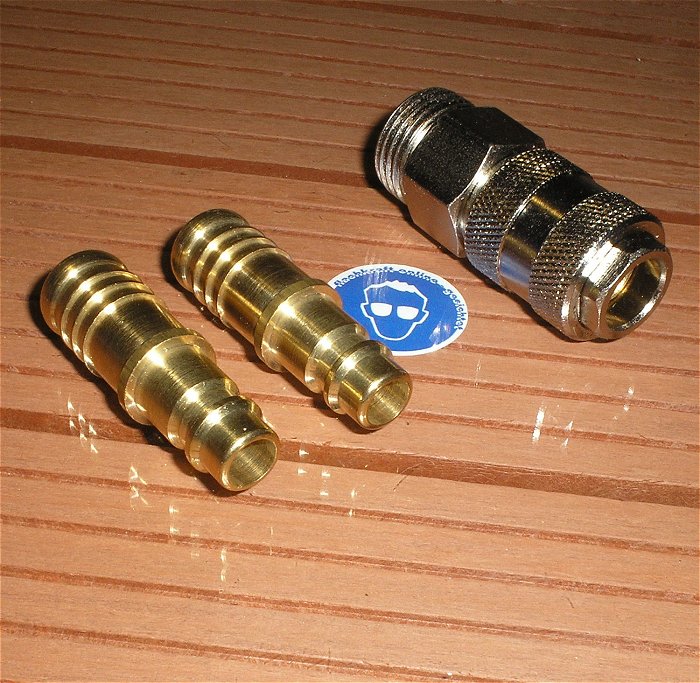 hq Druckluft Anschluß Schnell Kupplung und 2x Schlauchadapter Stecker Messing siehe Foto