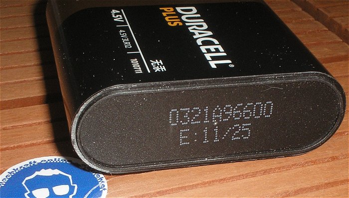 hq2 Batterie Flachbatterie 4,5V Volt 3LR12 Alkaline Duracell Plus 1010711 EAN 5000394019317