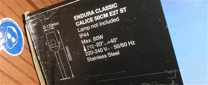 hq1 Standleuchte Standlampe E27 ohne Glas Ledvance Endura Classic Calice EAN 4058075477995