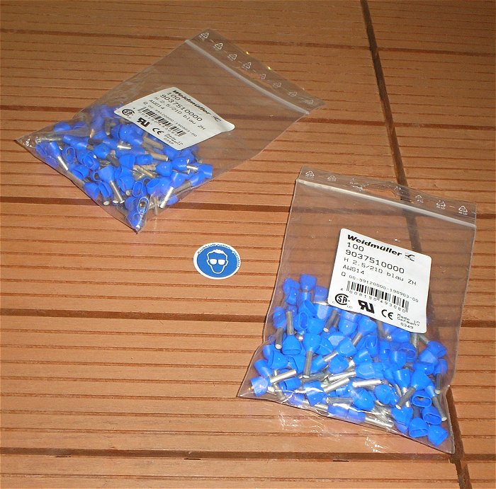 hq ca 100x Twin Zwilling Aderendhülse 2,5mm² Weidmüller H 2,5 21D blau ZH EAN 4008190493080