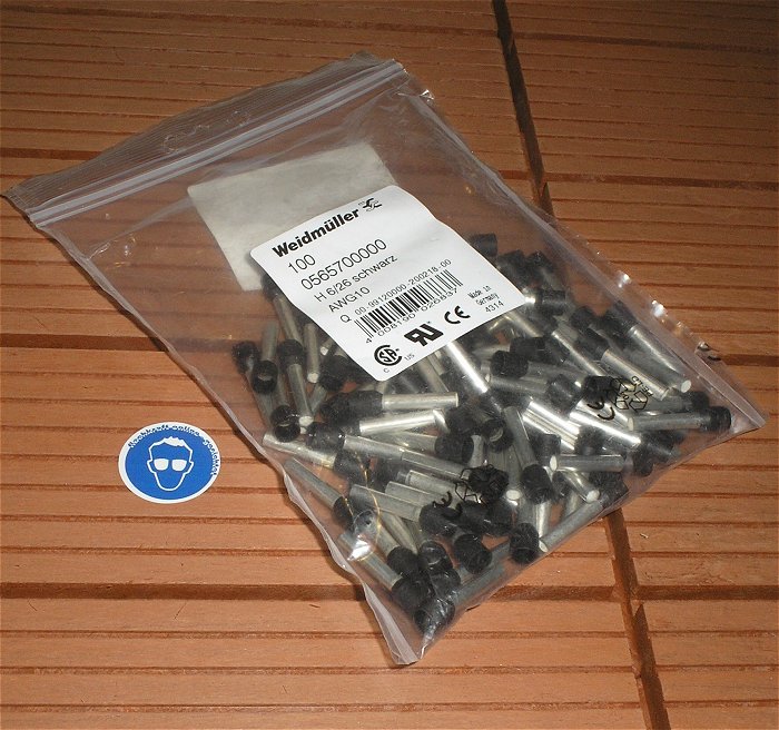 hq ca 100x Aderendhülse 6mm² Weidmüller H6 26 schwarz 0565700000 EAN 4008190026837