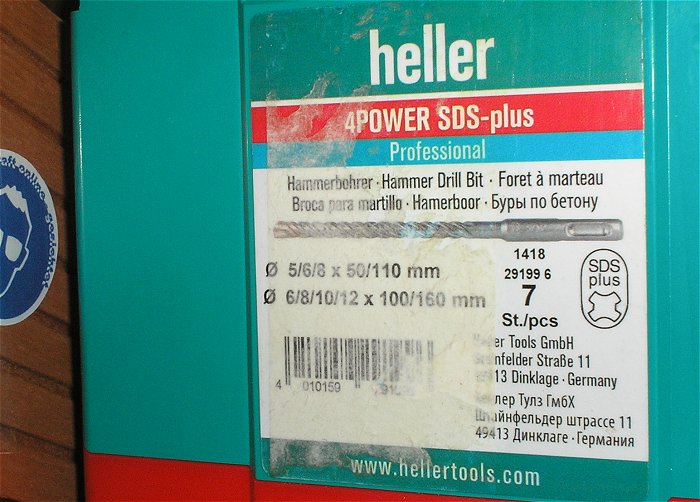 hq5 Set 7tlg. Hammerbohrer Steinbohrer 5 6 8 10 12mm Heller 4Power SDS plus EAN 4010159291996