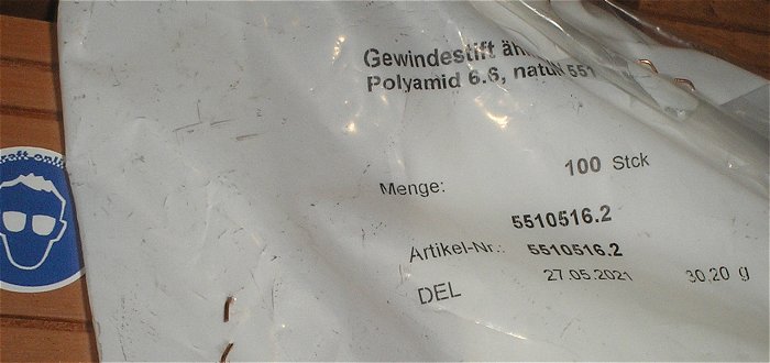 hq3 ca 100x Gewindestift M5 x 16mm Polyamid weiß Toolcraft 1816039 EAN 4053199871308