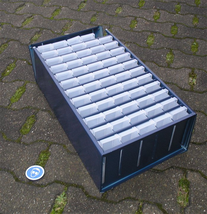 hq Kleinteile-Magazin Sortimentskasten Box blau Stahl ca 55 x 30 x 15cm Raaco