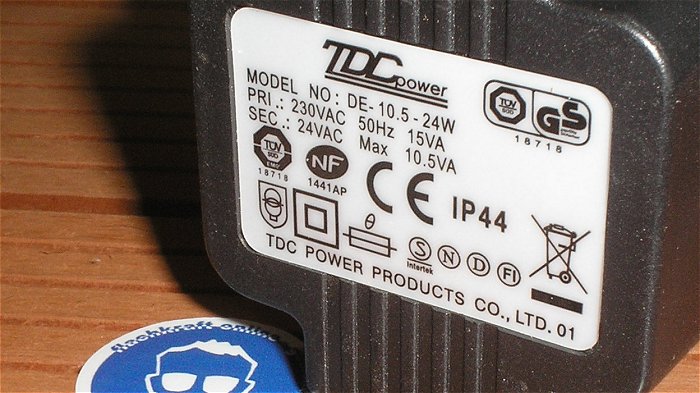 hq2 Steckernetzteil Transformator 230V Volt AC auf 24V AC 10,5VA TDC Power DE-10.5